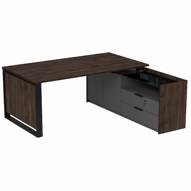 Стол рабочий на опорной двусоставной тумбе Алсав MAGNETIC 15СОД.1810 (1860х1768х750) брауни/graphit