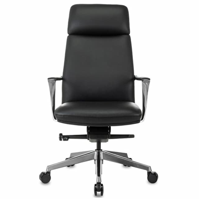 Кресло руководителя Бюрократ VEGA черный кожа крестов. алюминий