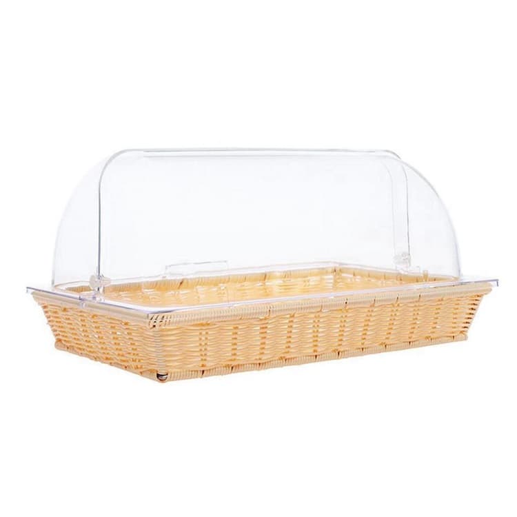 Корзина для хлеба и выкладки 41,5x28 см h6,5 см с откидной Roll-top крышкой ротанг SUNNEX 81006841