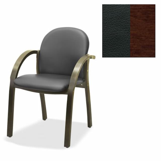 Офисный стул Юнитекс Джуно люкс экокожа премиум черная CN1114/дерево-орех гамильтон