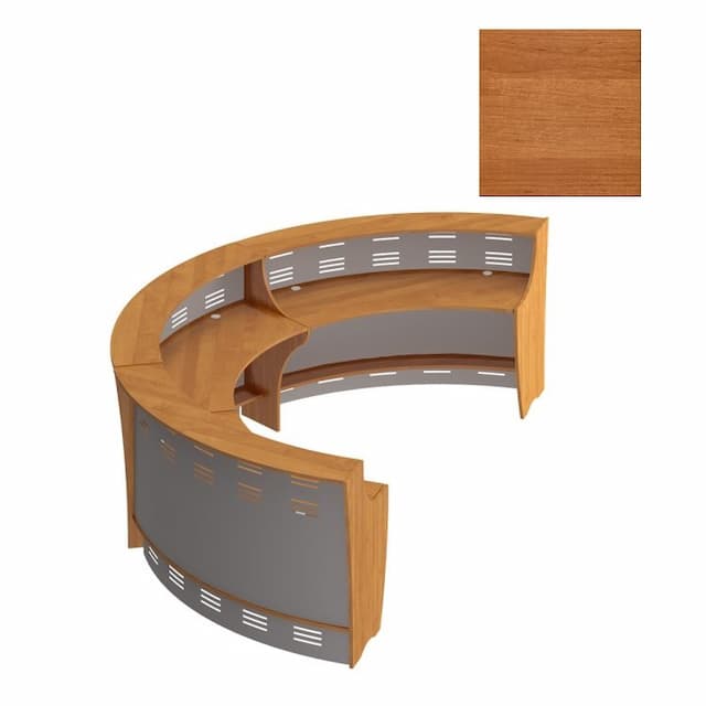 Стойка ресепшен Юнитекс ФОРМУЛА Вариант компоновки N 1 (Три модуля 60 градусов, изогнутых наружу) ольха европейская