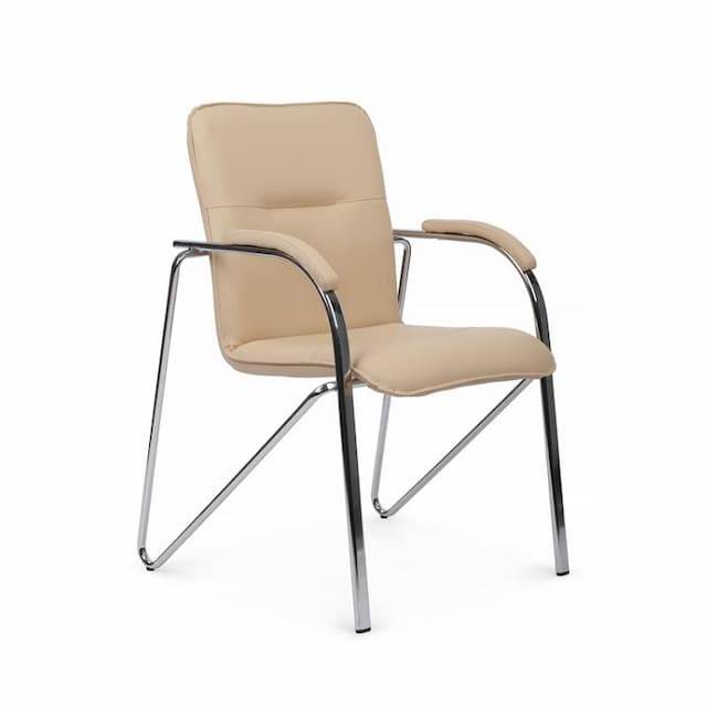 Стул с мягкими подлокотниками Riva Chair Самба (SMB-01H хром гальв.) бежевый